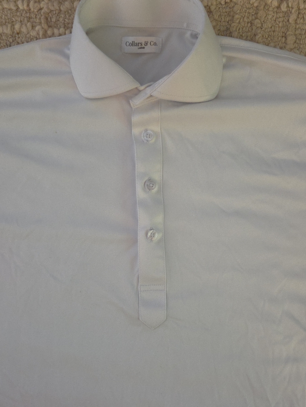 Collars & Co Men's Large White Short Sleeve Dress Collar Polo Shark Tank